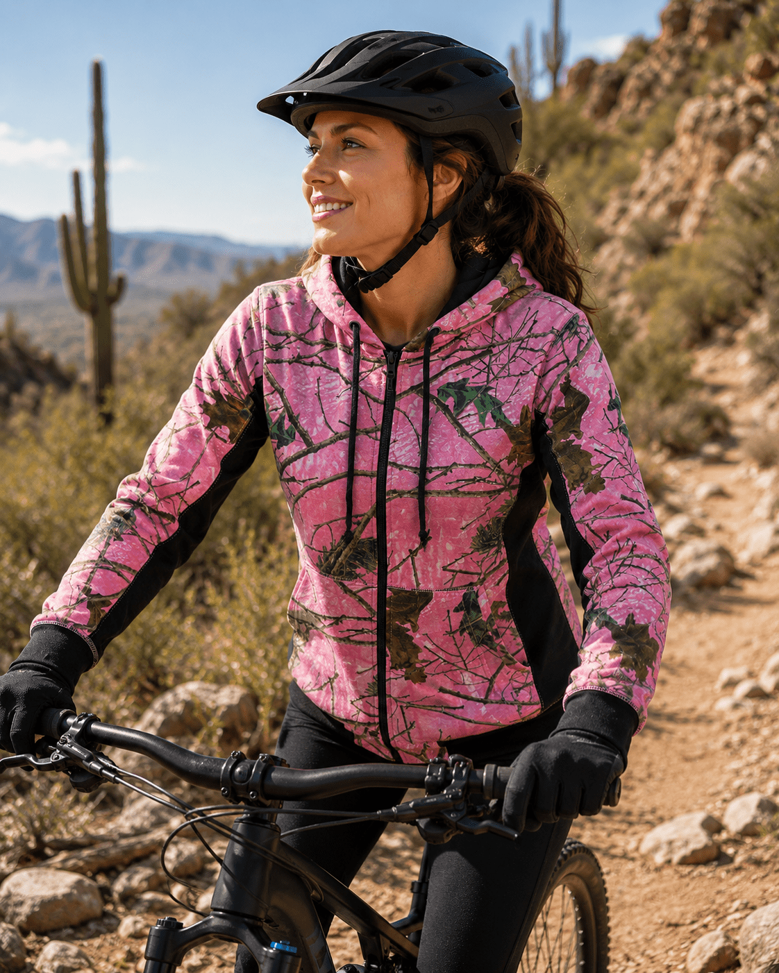 TrailCrest Women’s Full Zip Up Hoodie Sweatshirt Casual Fashion Sweater Hooded Jacket, XL, Pink Camo