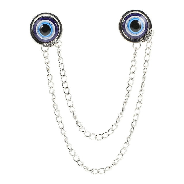 MasteelfCA Fashion Evil Eye Collar Clip Men's Suit Brooches Shirt Chain Pin Clips