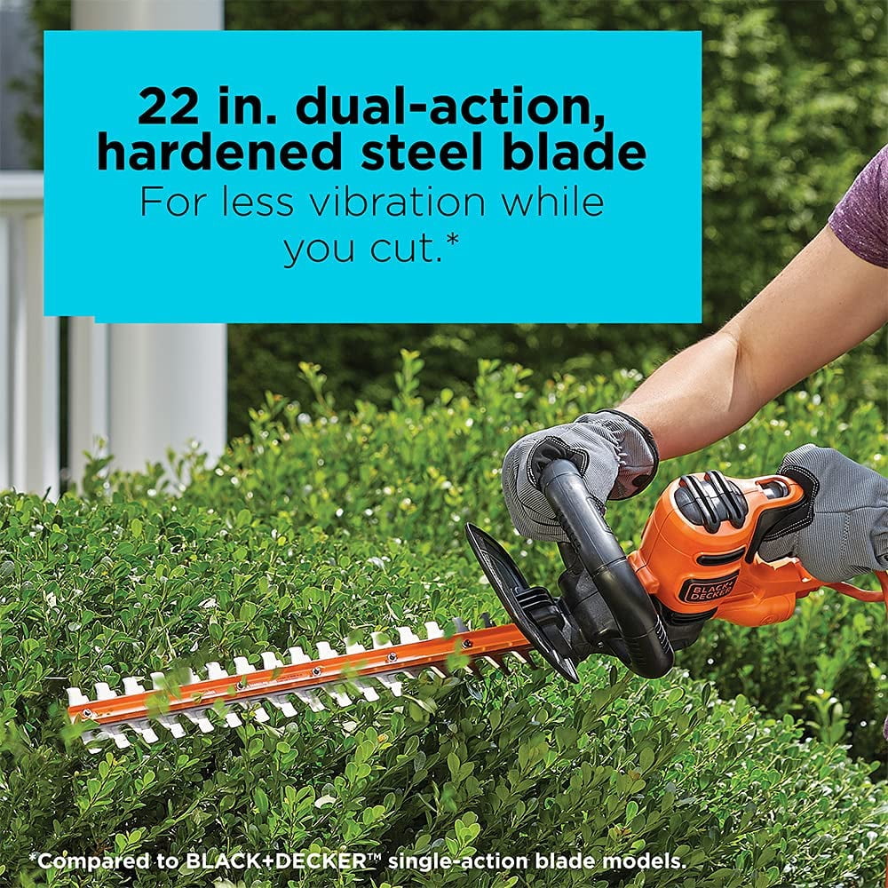 22 Inch Electric Hedge Trimmer with Dual Action Blade and Lightweight Design for Garden Shrub Care