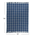 thumbnail image 2 of Creative Co-Op Recycled Cotton Blend Throw Blanket with Fringe, Blue Plaid, 2 of 5