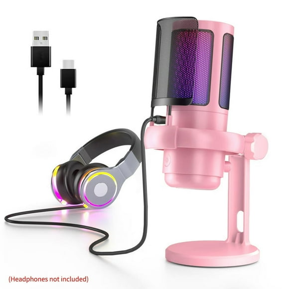 Professional USB Microphone Type C Plug and Play Mute Button Mic for PC Laptop Streaming Podcast Studio Recording Gaming, Black