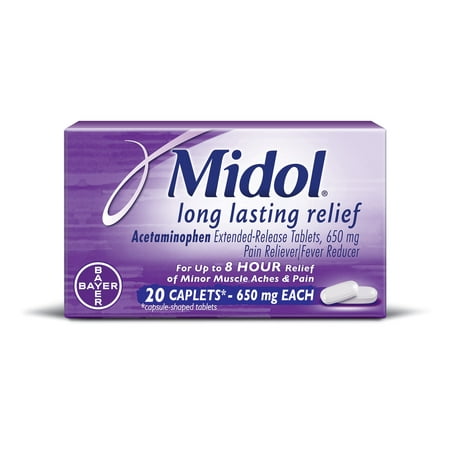 Midol Long Lasting Relief, For relief of Menstrual Pain, Caplets, (Best Treatment For Severe Menstrual Cramps)