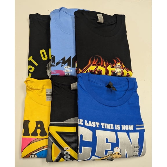6 Men Size 4XL WWE T-shirts  Cena Orton Undertaker The Rock Lot 1
