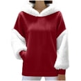 thumbnail image 2 of Qzwdhjm Ribbed Hoodies for Women Fuzzy Xmas Hooded Sweatshirt Long Sleeve Cozy Casual Winter Santa Hoodie with Pocket, 2 of 9