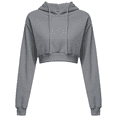 thumbnail image 3 of Sudadera corta con capucha para mujer, suéter corto de manga larga, informal, Sexy, 3 of 3