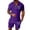 Purple, variant on Short Sets for Men Short Sleeve Quarter Zip Polo Shirt and Shorts 2 Piece Matching Set Mens Summer Outfits