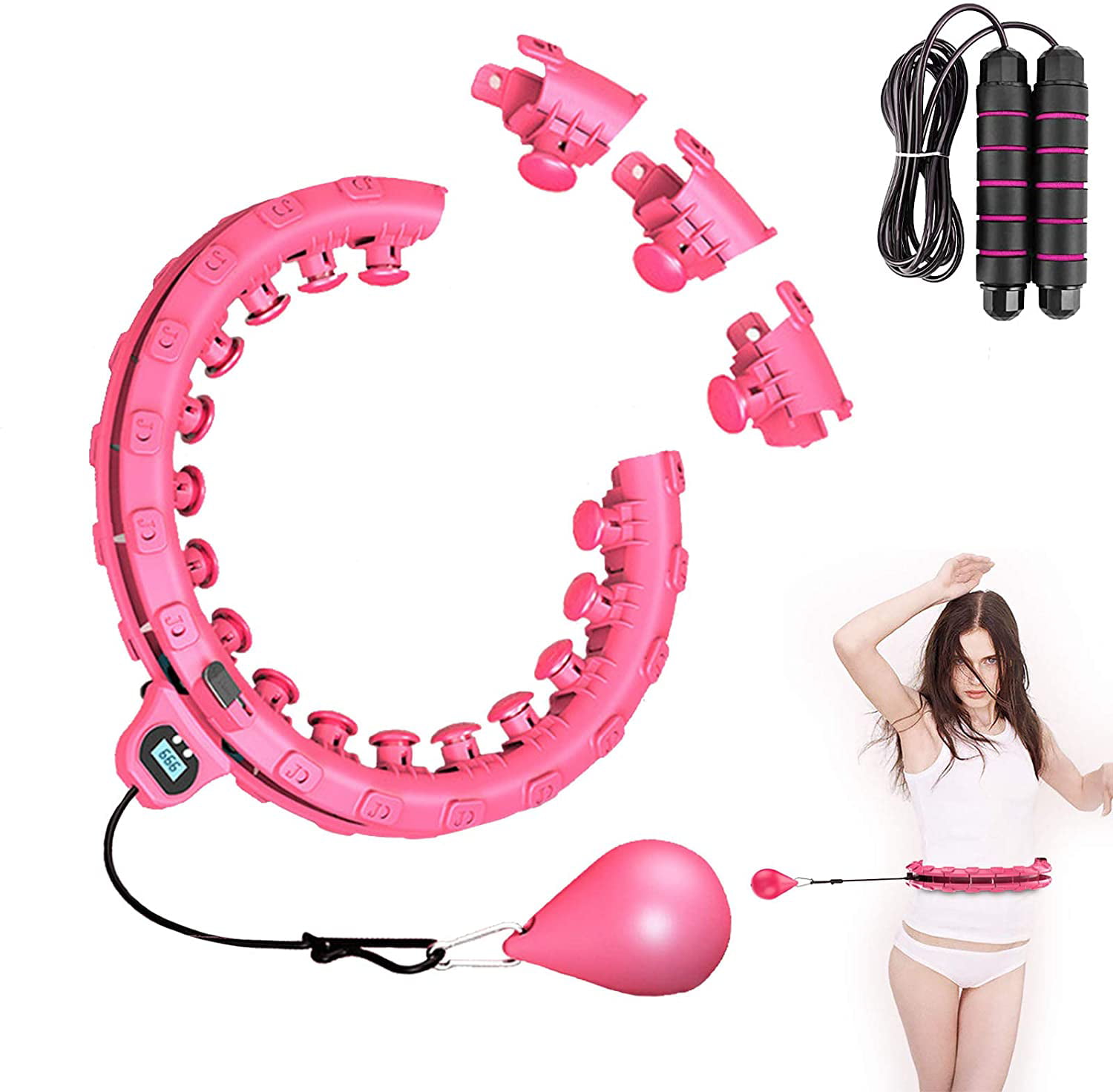 Weighted Smart Hula Hoop with Counter Hula Hoop Wont Fall Massageable Magnetic Buckle Children Adults and Beginners 