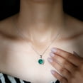 thumbnail image 5 of Rosec Jewels Classic Lab Grown Emerald Pendant Necklace for Women with Moissanite Halo - 10 mm, 10K White Gold, 5 of 8