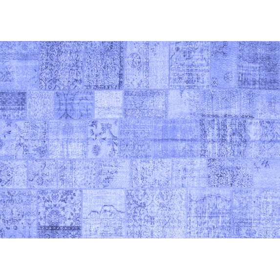 Ahgly Company Machine Washable Indoor Rectangle Patchwork Blue Transitional Area Rugs, 8' x 10'