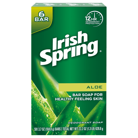 Irish Spring Aloe Vera Bar Soap, 3.7 Ounce, 6 Bar Pack