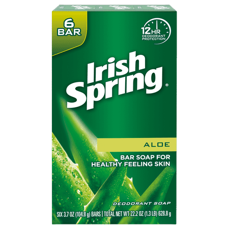 Irish Spring Aloe Vera Bar Soap, 3.7 Ounce, 6 Bar Pack