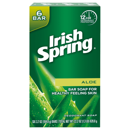 Irish Spring Aloe Bar Soap, 3.7 Ounce, 6 Count