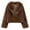 Coffee, variant on Women's Faux Fur Jacket Lapel Open Front Shaggy Furry Cropped Winter Coat Slim Fit Teddy Bear Outerwear​​, Wine
