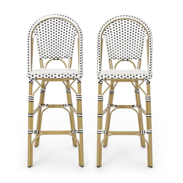 Grelton Outdoor Aluminum French, Bamboo Outdoor Barstools