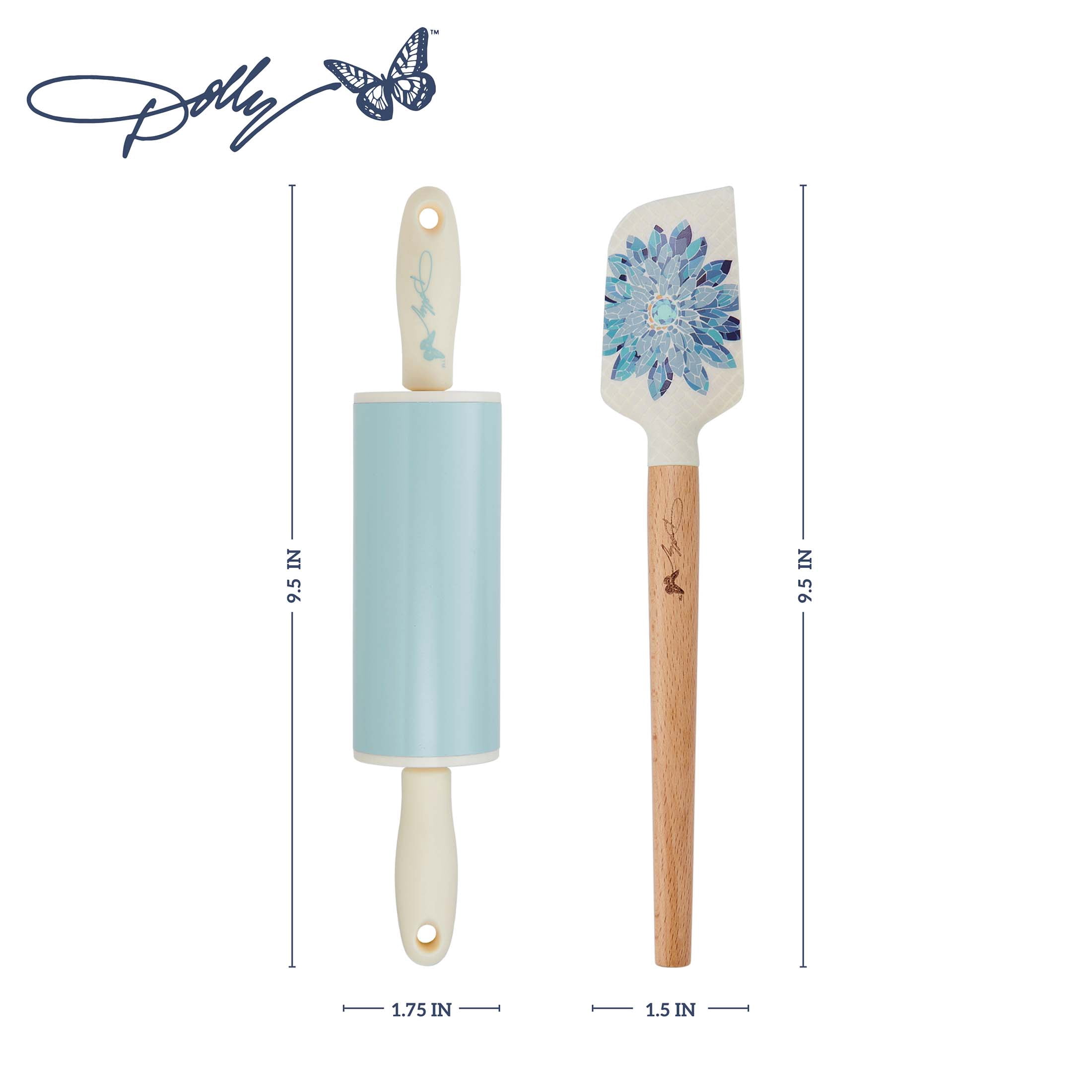 Dolly Parton Mini Spatula and Rolling Pin Set, Blue