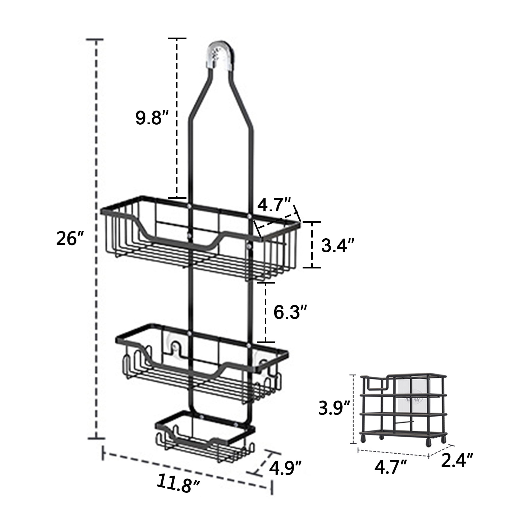 Over the Shower Head Shower Organizer, Hanging Bathroom Storage Rack with 12 Hooks, Shower Caddy with Toothbrush Holder