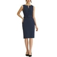 thumbnail image 2 of INSPIRE CHIC Elegant Sleeveless Wear-to-Work Midi Dresses for Women's Round Neck Bodycon Sheath Dress XS Dark Navy, 2 of 5