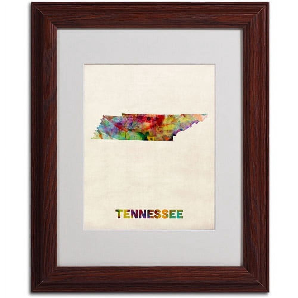 Trademark Fine Art "Tennessee Map" Matted Framed Art by Michael Tompsett, Wood Frame