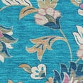 thumbnail image 2 of HomeRoots 679007 3 x 5 ft. Teal Pink & Copper Floral Washable Machine Made Rectangle Area Rug with UV Protection, 2 of 9