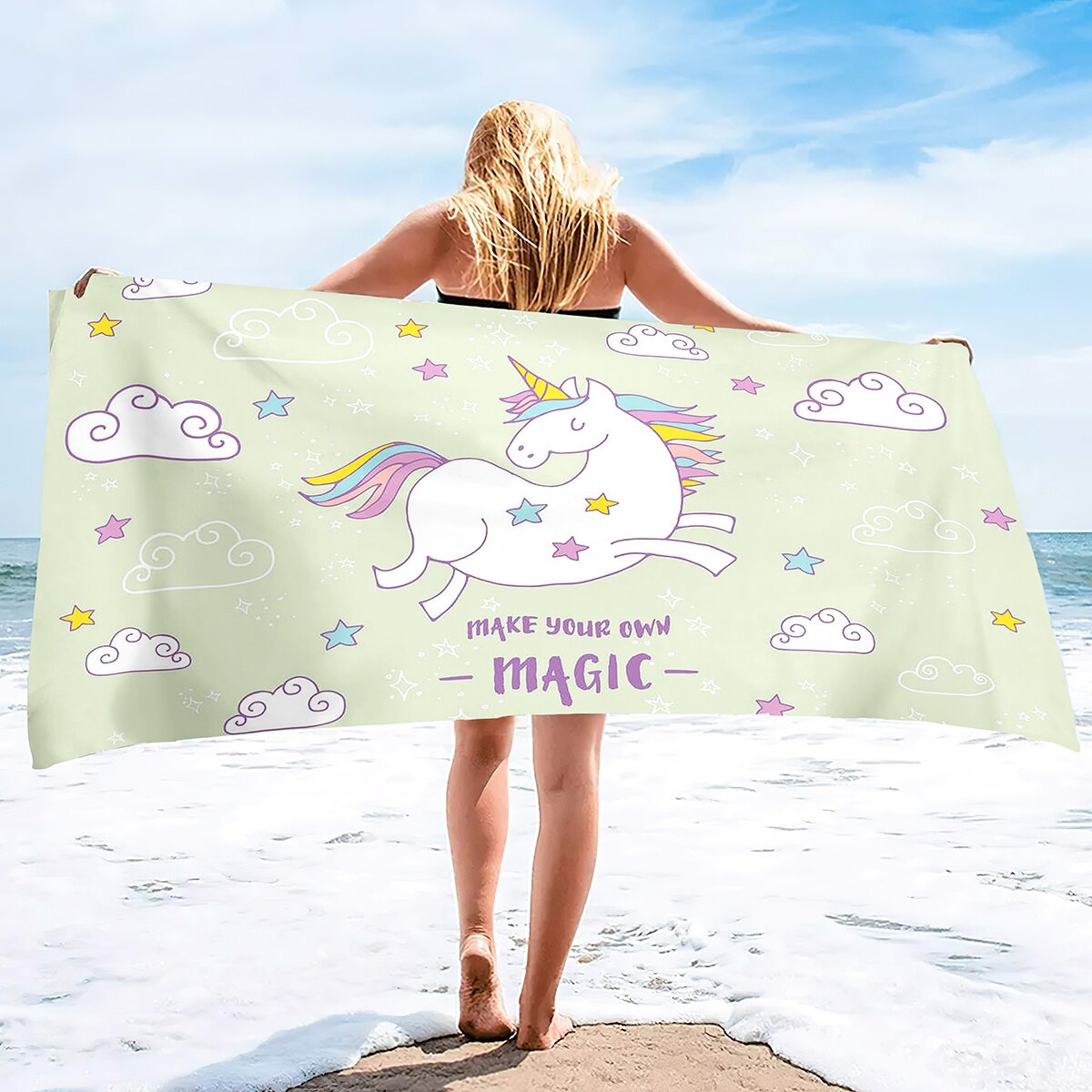 Unicorn Beach Towel Rainbow Camping Towels Kids Quick Dry Ultra