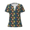 thumbnail image 3 of Naloa Blue Floral Print T-Shirts Short Sleeve V Neck Tees for Women Fashion Tops Trendy Lightweight Soft Casual Summer Outfits Clothes, 3 of 5