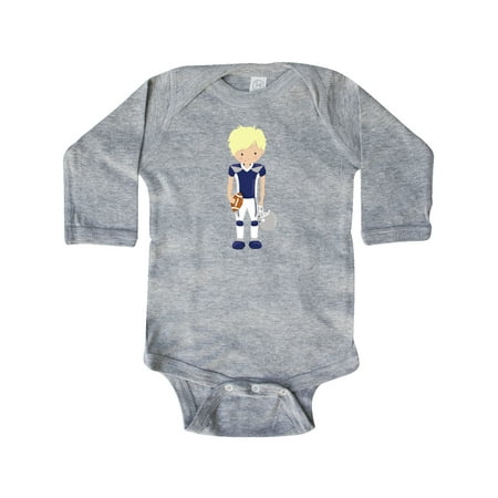 

Inktastic Cute Boy Blond Hair Rugby American Football Gift Baby Boy Long Sleeve Bodysuit