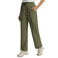 thumbnail image 2 of Maqroz Cargo Pants Women Quick Dry Lightweight Waterproof Hiking Pants Baggy Elastic High Waisted Drawstring Rain Pants with 4 Pockets, Army Green 2XL, 2 of 9