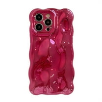 Allytechgroup Compatible with iPhone 16 Pro Max Wavy Phone Case, Cute Coquette 3D Wave Bubble Pattern and Stylish Wavy Border Protection Shockproof Phone Case for Women Girls, Rose