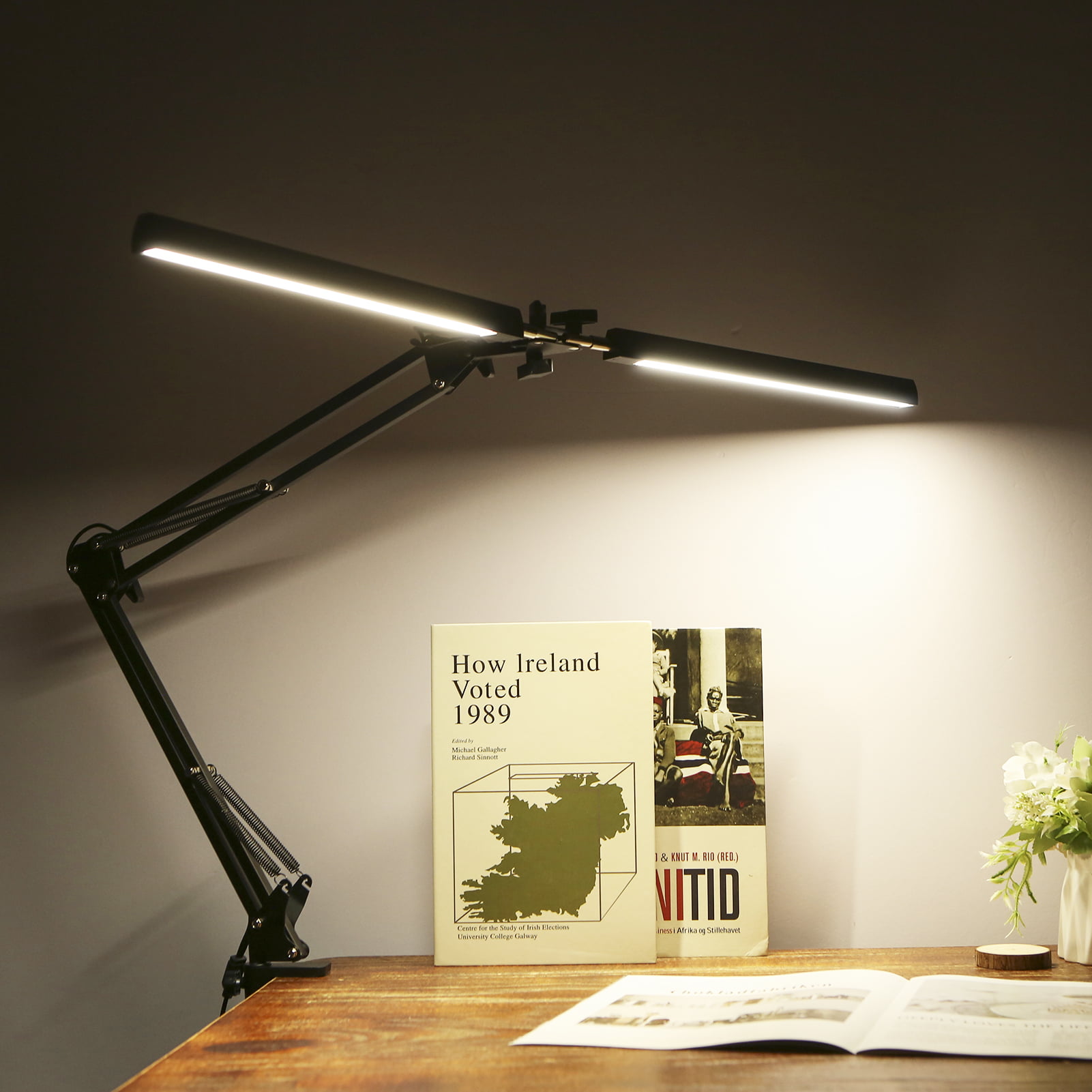 YBW LED Desk Lamp for Home Office- 24W Double Head Desk Light with Clamp, 5  Lig