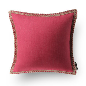 Phantoscope 18x18 Red Linen Texture Trimmed Throw Pillow Cover photo 5