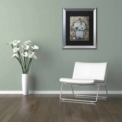 Trademark Fine Art 'Weebot-Icecream' Canvas Art by Craig Snodgrass, Black Matte, Silver Frame