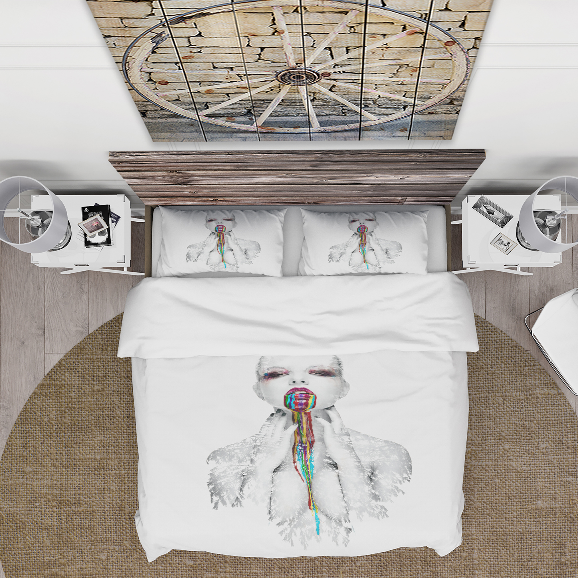 Designart 'Woman With Creative Bright Make Up' Portrait Duvet Cover Set