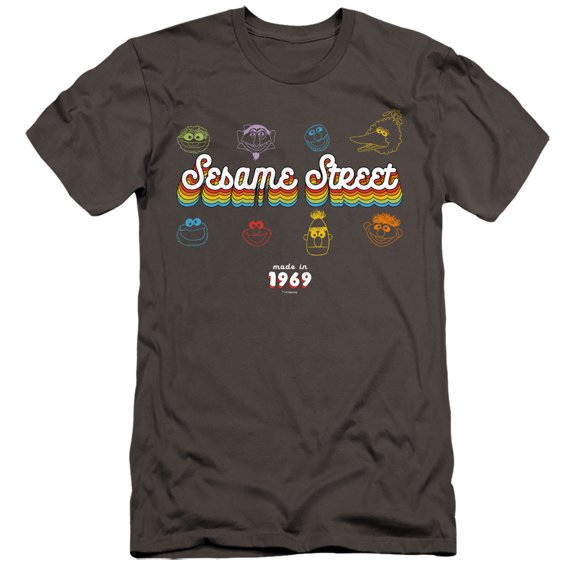 Sesame Street Made In 1969 Premium S/S Adult 30/1 T-Shirt Charcoal