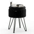 thumbnail image 6 of LammaLoe Small Round Ottoman with Storage, Pleated Velvet Ottoman Foot Stool with Lid, Upholstered Vanity Stool for Living Room & Bedroom, Black, 6 of 7