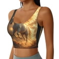 thumbnail image 2 of Kdxio Golden Winged White Horse Print Workout Crop Tank Top for Women Racerback Yoga Tank Tops Athletic Sports Shirts Exercise Undershirts, 2 of 5