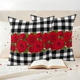 thumbnail image 3 of Valentine's Day Outdoor Waterproof Pillow Covers, Red Roses Floral Leaves Buffalo Plaid Decorative Square Throw Pillowcase Sofa Cushion Sham for Patio/Couch/Chair, 18"x18" 2 Pack, 3 of 8