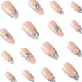 thumbnail image 3 of Uñas postizas adhesivas CnSybaris plateadas estilo francés con corazón 3D, 24 piezas, 3 of 7