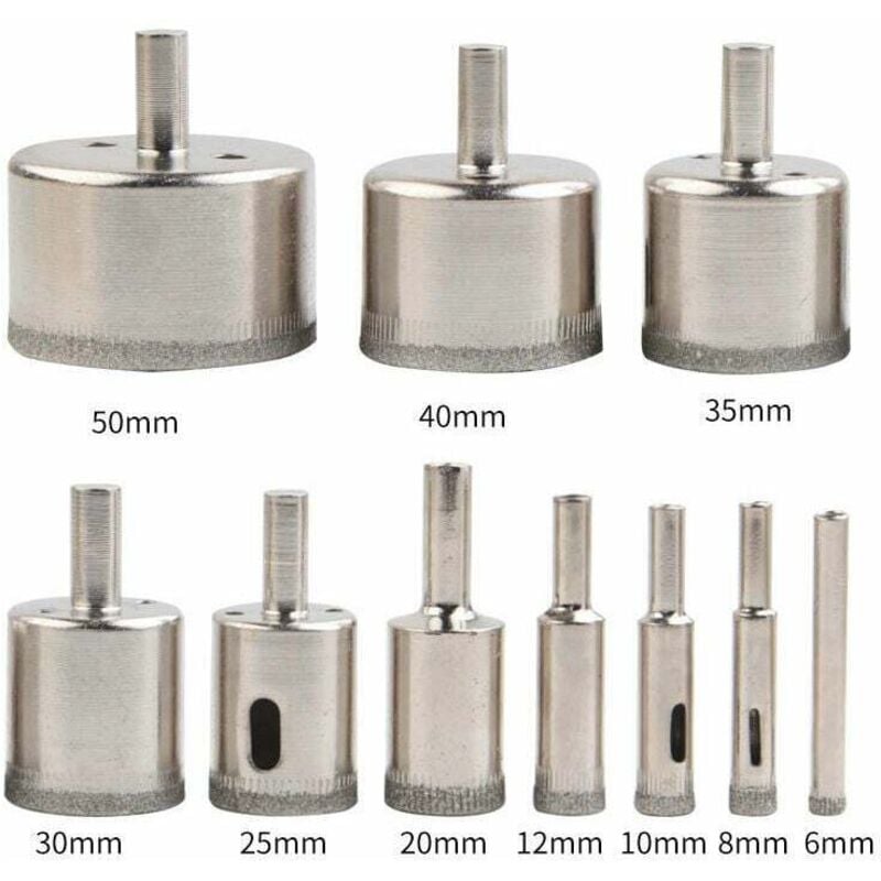 Diamond Hole Saw, Adjustable Hole Punch Locator Tile Hole Saw with 11pcs Diamond Coated Hole Saw Drill Bits with Suction Cup Base for Ceramic Glass..