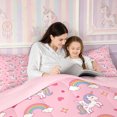 thumbnail image 4 of Manfei Cartoon Unicorn King Size Comforter Sets 3pcs,Cute Stars Rainbow Comforters King Size,1 Comforter and 2 Pillowcases,Reversible, 4 of 6