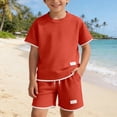 thumbnail image 4 of HAOTAGSBoys Outfit Sets, Short Sleeve T-Shirt & Elastic Waist Shorts with Pockets Summer Kids Fashion Clothes Orange Size 8, 4 of 7
