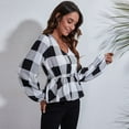 thumbnail image 3 of Lu's Chic Women's Long Sleeve Top Thin Pullovers V Neck Bishop Sleeve Babydoll Lightweight Polyester Pull Over Patterned1 Small, 3 of 4