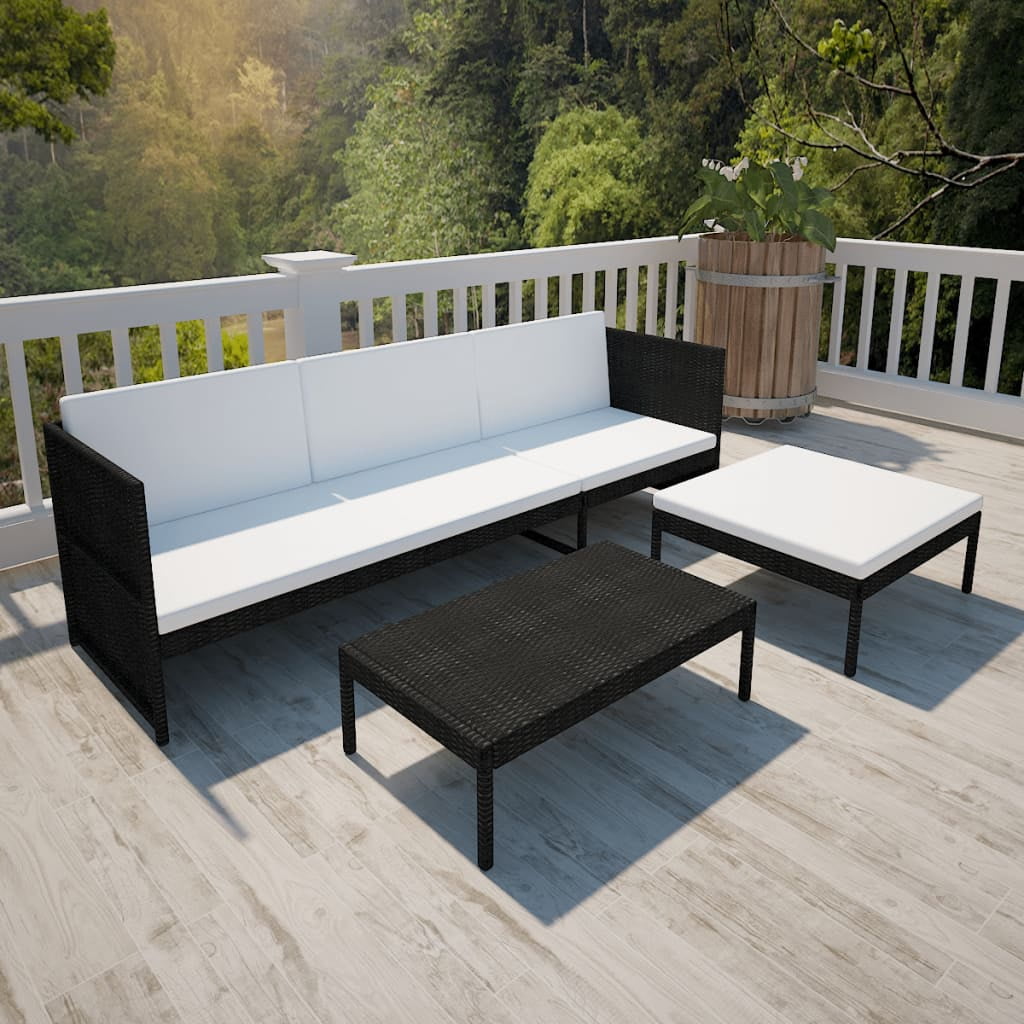 Kepooman Outdoor Patio L-Shaped Rattan Sectional Sofa Set with Cushions, Black Kepooman Outdoor Patio L-Shaped Rattan Sectional Sofa Set with Cushions, Black