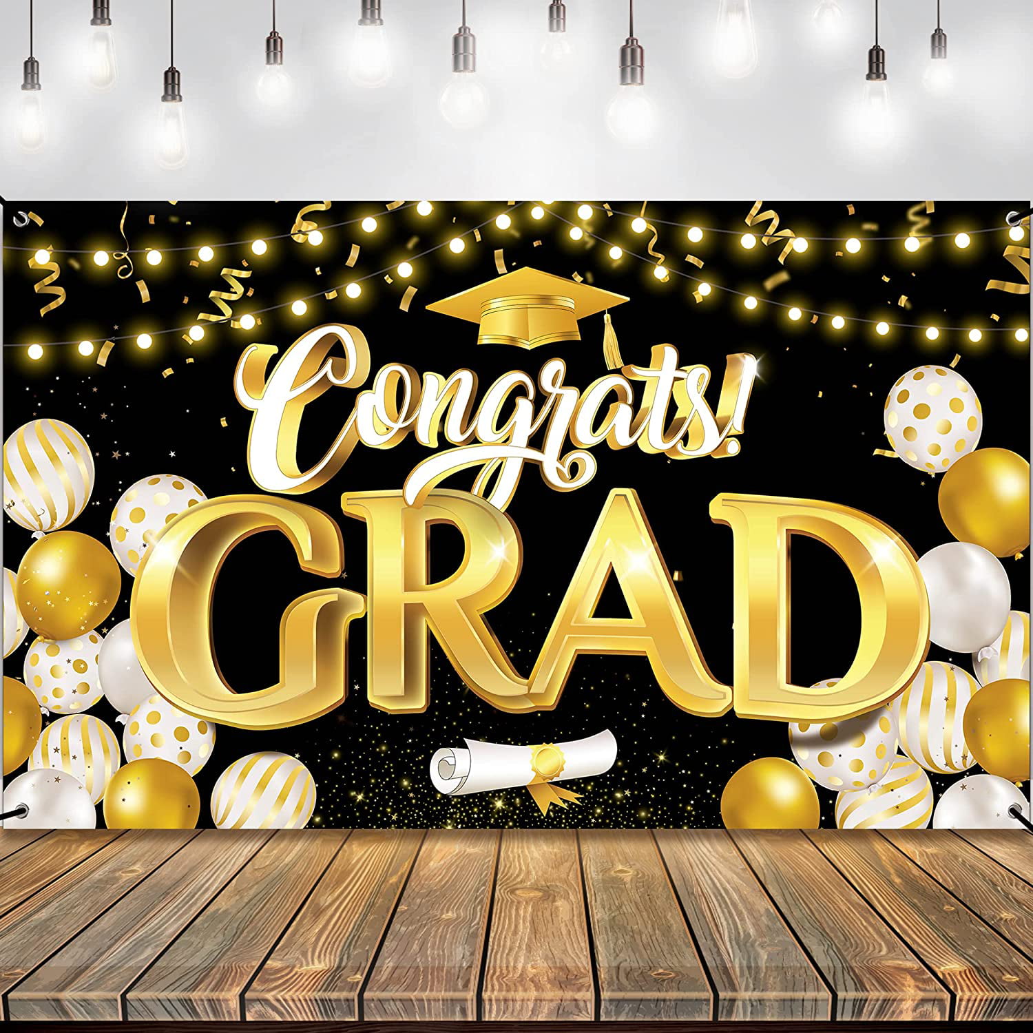 72x44 Inch Graduation Banner for Graduation Party Decorations 2022 Congratulations Banner for Black and Gold Graduation Decorations 2022 Graduation Backdrop Congrats Grad Banner XtraLarge 