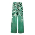 thumbnail image 4 of Plus Size Hawaiian Print Palazzo Pants for Women High Waist Wide Leg Resort Wear Trousers with Pockets Green 2XL, 4 of 7