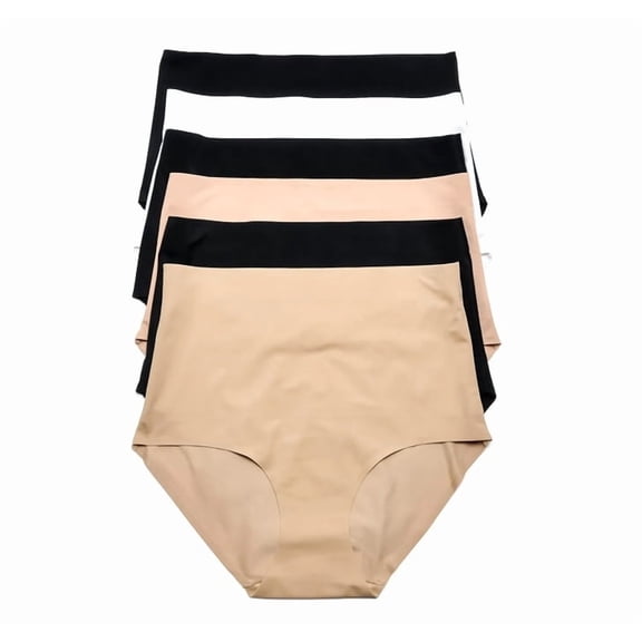 Women's Laser Cut Smooth Stretch Solid High Waisted Girdle Panties 12 Pack (S)