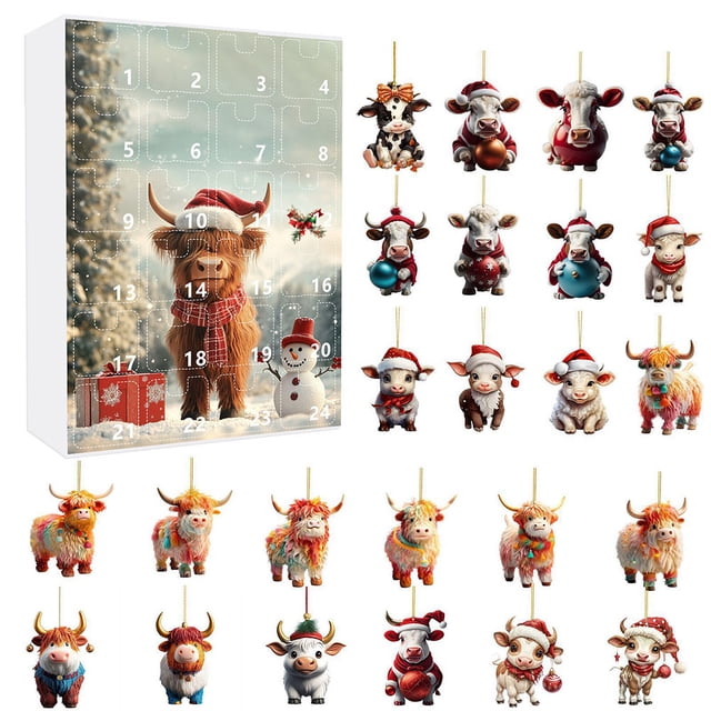 Juego Vacas Divertidas Calendario Cuenta Regresiva 2024 Adviento Navideño Coleccionable (4)
