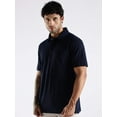 thumbnail image 6 of Men Solid Navy Blue Cotton Polo with Embroidered Logo and Collar Stand, 6 of 6