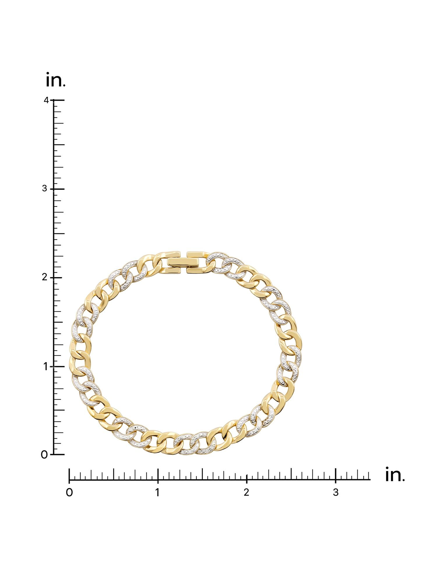 Brilliance Fine Jewelry Link Bracelet with 0.10 Carat T.W.Diamond in Sterling Silver and 14K Yellow Gold Plate For Women