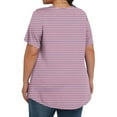 thumbnail image 4 of QUNYINEY Tops for Women Trendy Striped Casual Crew Neck Short Sleeve Blouses Pleated Plus Size Loose Pullover Tops, 4 of 6
