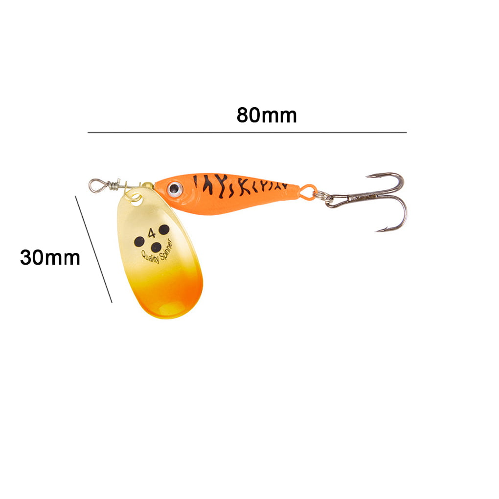 2pcs Sequins Metal Hard Bait Treble Hooks Rotating Spinner Fishing LuRS 